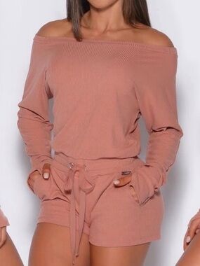 Bombshell Sportswear Off Shoulder Romper - Coral - Size XS